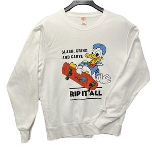 Uniqlo Disney Donald Duck "Rip It All" Skate Crewneck Sweatshirt Mens Medium
